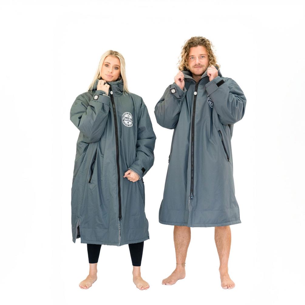 FatStick Weatherproof Fleeced Dry Changing Robe - Grey Extra Image 1